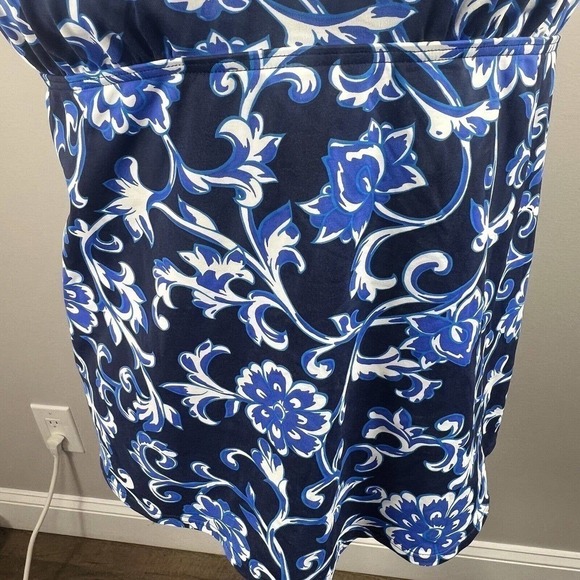 Lands End Blue Floral Tankini Swim Size 18 Padded Underwire - Picture 4 of 10
